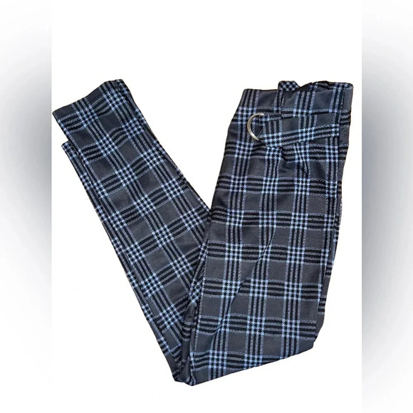 Forever 21 Blue and Black Plaid Elastic Waist Trouser Pants Size Small - Picture 1 of 9